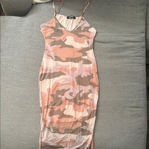 Missguided Pink Camouflage tank top Midi Dress